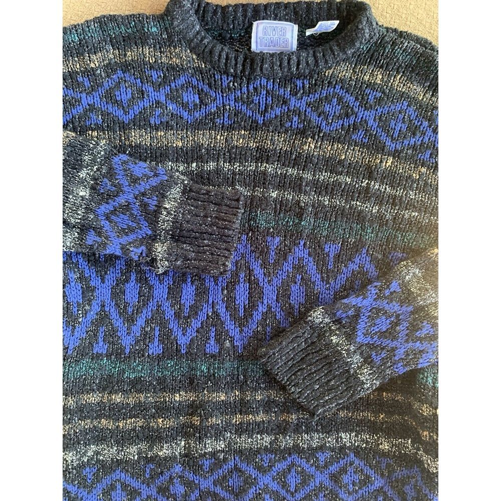 Adult M River Traders Pullover Retro 90s‎ Geometric Sweater Wool Acrylic Grandpa